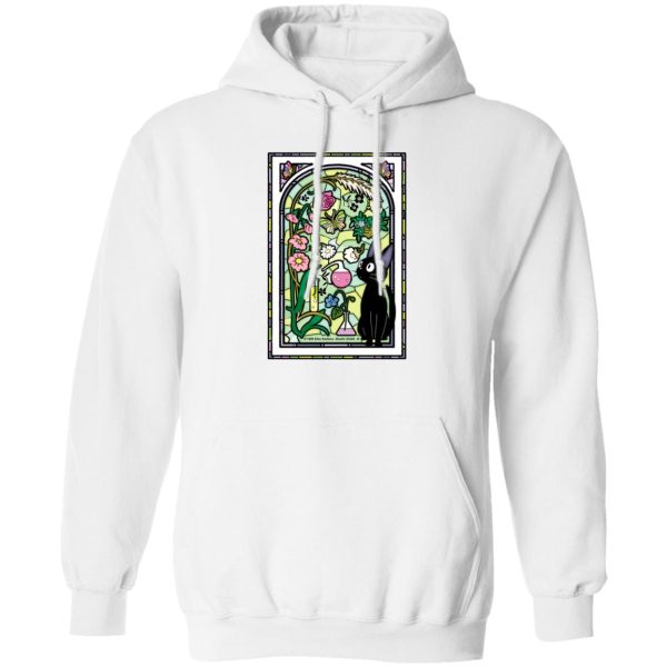 Kiki Kiki's Delivery Service - Jiji by the Stained Glass Window Hoodie-Apparel, Hoodie, Kiki Kiki's Delivery Service, Kiki's Delivery Service