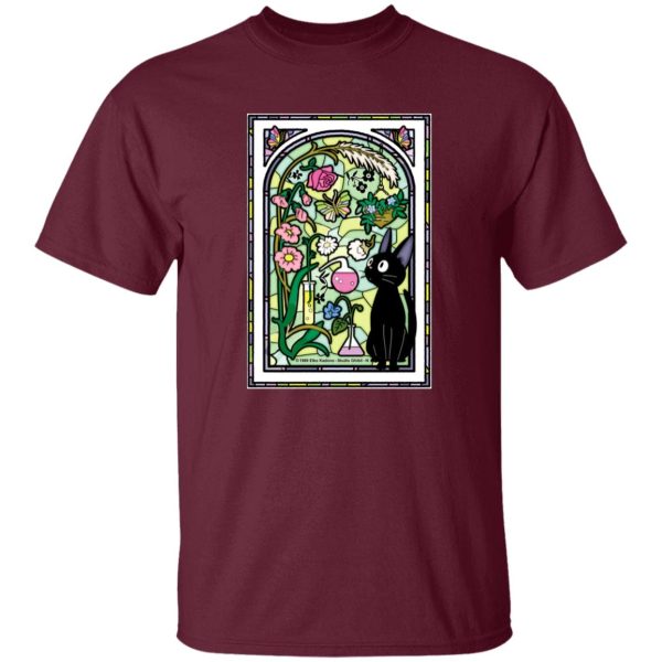 Kiki's Delivery Service Japanese - Jiji by the Stained Glass Window T Shirt-Apparel, Kiki's Delivery Service, Kiki's Delivery Service Japanese, Tshirt