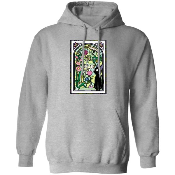 Kiki Kiki's Delivery Service - Jiji by the Stained Glass Window Hoodie-Apparel, Hoodie, Kiki Kiki's Delivery Service, Kiki's Delivery Service