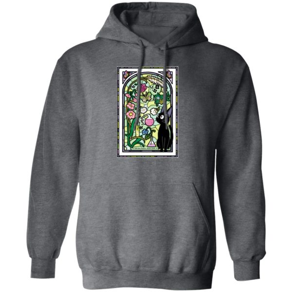 Kiki Kiki's Delivery Service - Jiji by the Stained Glass Window Hoodie-Apparel, Hoodie, Kiki Kiki's Delivery Service, Kiki's Delivery Service