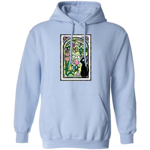 Kiki Kiki's Delivery Service - Jiji by the Stained Glass Window Hoodie-Apparel, Hoodie, Kiki Kiki's Delivery Service, Kiki's Delivery Service