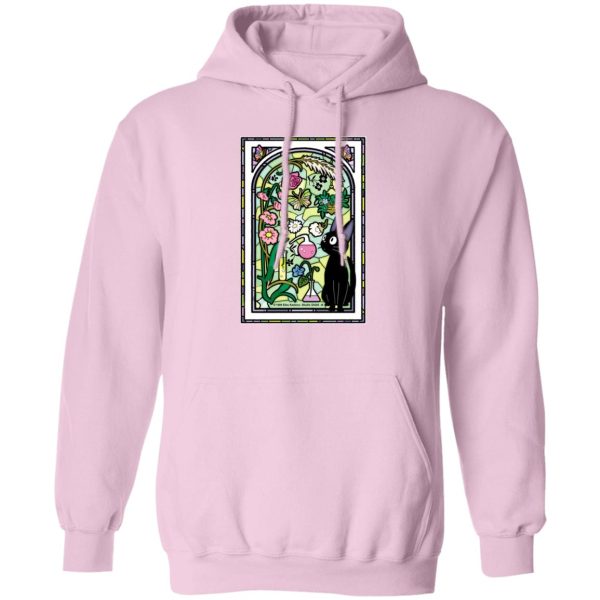 Kiki Kiki's Delivery Service - Jiji by the Stained Glass Window Hoodie-Apparel, Hoodie, Kiki Kiki's Delivery Service, Kiki's Delivery Service