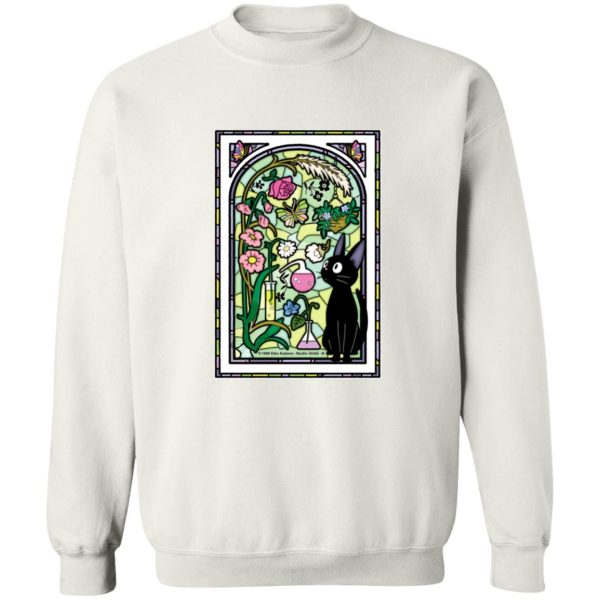 Kiki's Delivery Service Anime - Jiji by the Stained Glass Window Sweatshirt-Apparel, Kiki's Delivery Service, Kiki's Delivery Service Anime, Sweatshirt