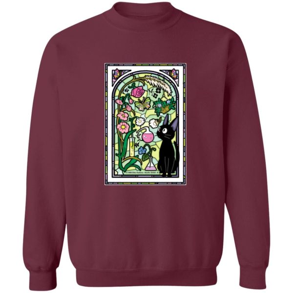 Kiki's Delivery Service Anime - Jiji by the Stained Glass Window Sweatshirt-Apparel, Kiki's Delivery Service, Kiki's Delivery Service Anime, Sweatshirt