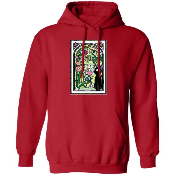 Kiki Kiki's Delivery Service - Jiji by the Stained Glass Window Hoodie-Apparel, Hoodie, Kiki Kiki's Delivery Service, Kiki's Delivery Service