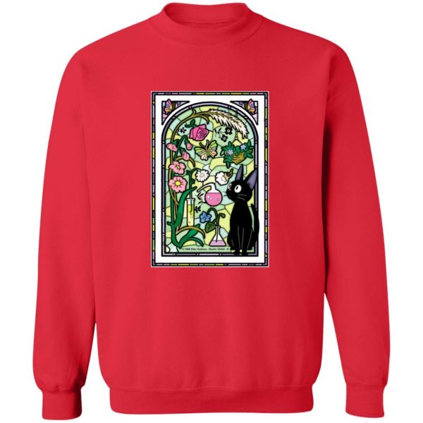 Kiki's Delivery Service Anime - Jiji by the Stained Glass Window Sweatshirt-Apparel, Kiki's Delivery Service, Kiki's Delivery Service Anime, Sweatshirt