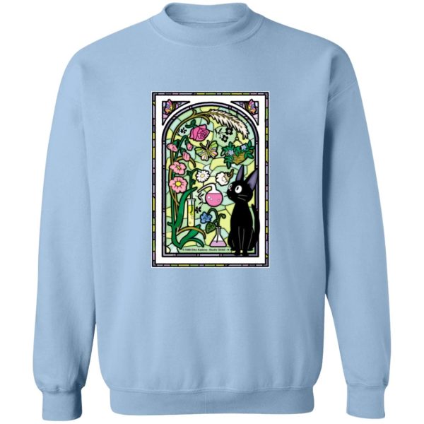 Kiki's Delivery Service Anime - Jiji by the Stained Glass Window Sweatshirt-Apparel, Kiki's Delivery Service, Kiki's Delivery Service Anime, Sweatshirt