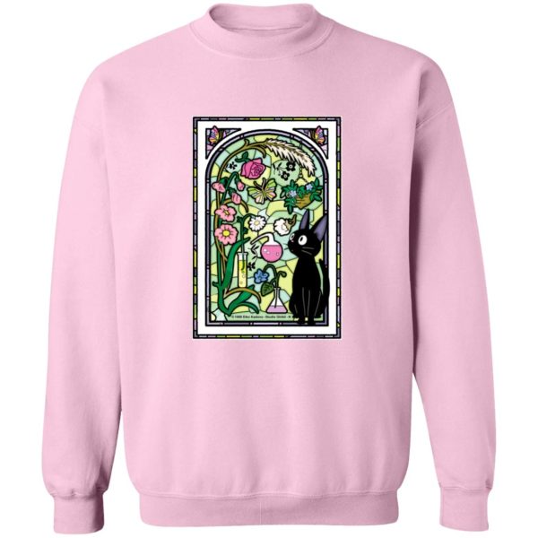 Kiki's Delivery Service Anime - Jiji by the Stained Glass Window Sweatshirt-Apparel, Kiki's Delivery Service, Kiki's Delivery Service Anime, Sweatshirt