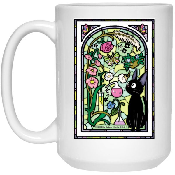 Kiki's Delivery Service Movie - Jiji by the Stained Glass Window Mug-House Decor, Kiki's Delivery Service, Kiki's Delivery Service Movie, Mug