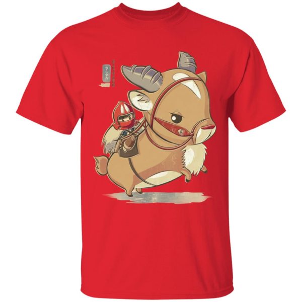 Princess Mononoke Characters - Princess Mononoke Ashitaka and Yakul Chibi T Shirt for Kid-Princess Mononoke Characters