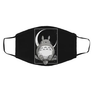 Totoro Characters - My Neighbor Totoro by the Moon Black & White Face Mask-Accessories, Face Mask, My Neighbor Totoro, Totoro Characters