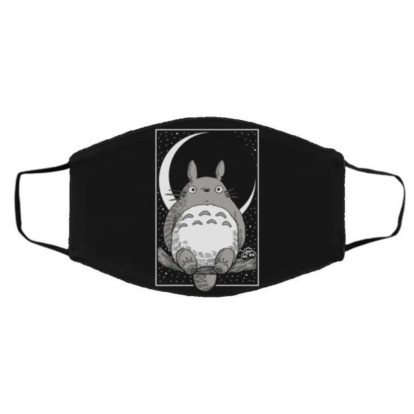 Totoro Characters - My Neighbor Totoro by the Moon Black & White Face Mask-Accessories, Face Mask, My Neighbor Totoro, Totoro Characters