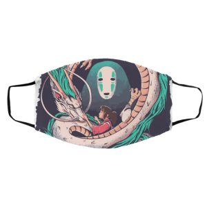 Spirited Away Review - Spirited Away – Haku Dragon with Sen and No Face Face Mask-Accessories, Face Mask, kaonashi, no face, Spirited Away, Spirited Away Review