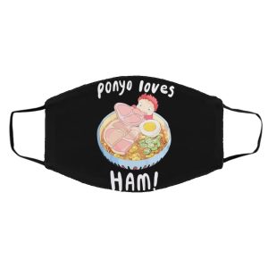 Amc Port Chester Ponyo - Ponyo Loves Ham Face Mask-Accessories, Amc Port Chester Ponyo, Face Mask, ponyo