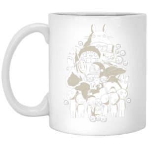 Studio Ghibli My Neighbor Totoro - Ghibli Movie Characters Compilation in Black and White Mug-Accessories, House Decor, Mug, My Neighbor Totoro, Studio Ghibli My Neighbor Totoro