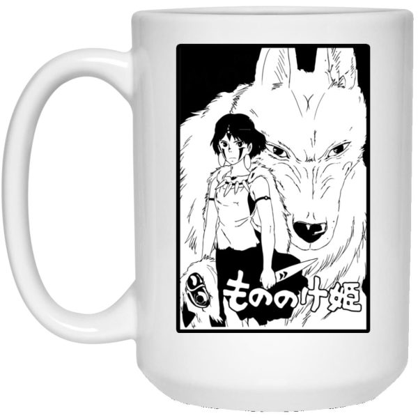 Studio Ghibli Films Princess Mononoke - Princess Mononoke Black & White Mug-House Decor, Mug, princess mononoke, Studio Ghibli Films Princess Mononoke