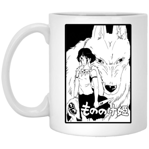 Studio Ghibli Films Princess Mononoke - Princess Mononoke Black & White Mug-House Decor, Mug, princess mononoke, Studio Ghibli Films Princess Mononoke