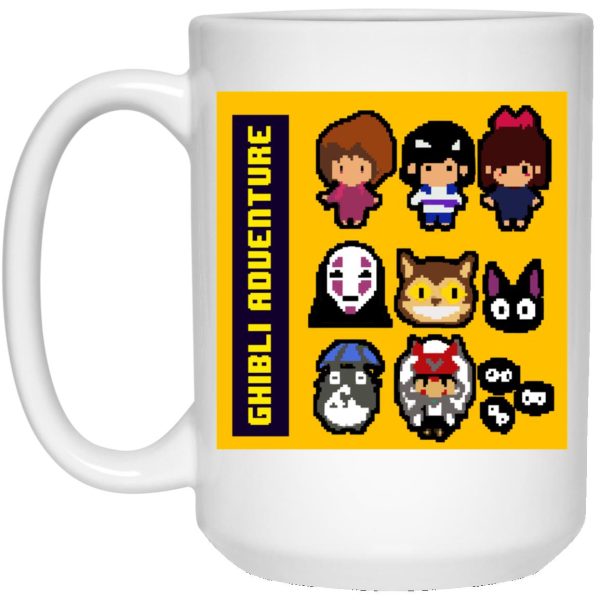 Totoro And Mei - 8 BIT Ghibli Adventures Mug-Accessories, House Decor, Kiki's Delivery Service, Mug, My Neighbor Totoro, no face, princess mononoke, Spirited Away, Totoro And Mei