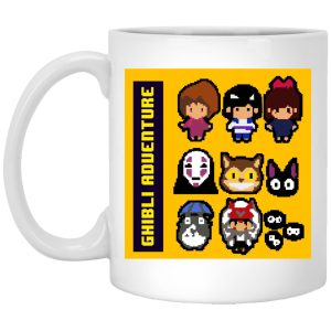 Totoro And Mei - 8 BIT Ghibli Adventures Mug-Accessories, House Decor, Kiki's Delivery Service, Mug, My Neighbor Totoro, no face, princess mononoke, Spirited Away, Totoro And Mei