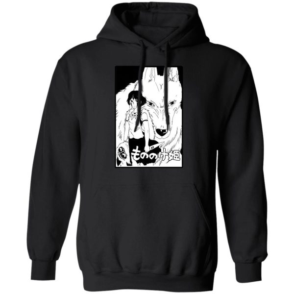 Princess Mononoke Princess - Princess Mononoke Black & White Hoodie-Apparel, Hoodie, princess mononoke, Princess Mononoke Princess