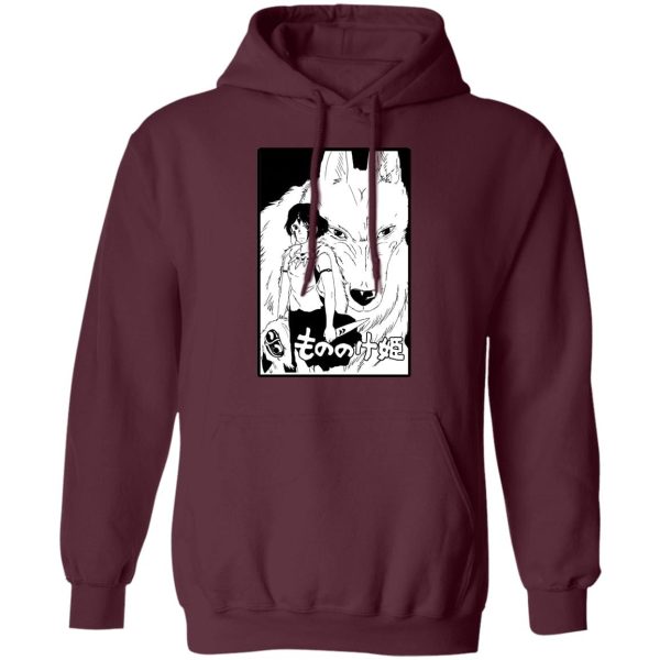 Princess Mononoke Princess - Princess Mononoke Black & White Hoodie-Apparel, Hoodie, princess mononoke, Princess Mononoke Princess