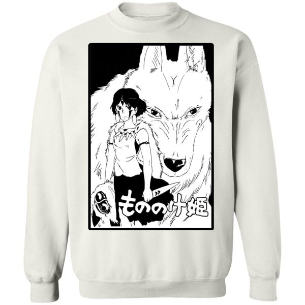 Princess Mononoke Characters - Princess Mononoke Black & White Sweatshirt-Apparel, princess mononoke, Princess Mononoke Characters, Sweatshirt