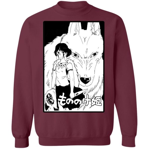 Princess Mononoke Characters - Princess Mononoke Black & White Sweatshirt-Apparel, princess mononoke, Princess Mononoke Characters, Sweatshirt