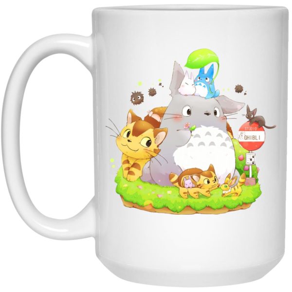 Satsuki Totoro - Totoro Family and The Cat Bus Mug-House Decor, Mug, My Neighbor Totoro, Satsuki Totoro