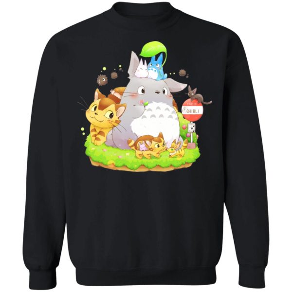 Satsuki My Neighbor Totoro - Totoro Family and The Cat Bus Sweatshirt-Apparel, My Neighbor Totoro, Satsuki My Neighbor Totoro, Sweatshirt