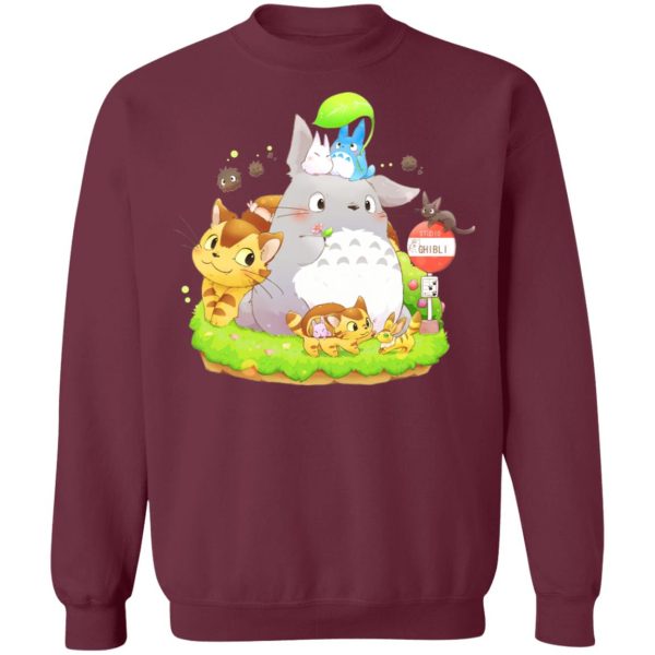 Satsuki My Neighbor Totoro - Totoro Family and The Cat Bus Sweatshirt-Apparel, My Neighbor Totoro, Satsuki My Neighbor Totoro, Sweatshirt