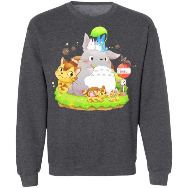 Satsuki My Neighbor Totoro - Totoro Family and The Cat Bus Sweatshirt-Apparel, My Neighbor Totoro, Satsuki My Neighbor Totoro, Sweatshirt