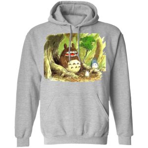 My Neighbor Totoro Soot Sprites - Totoro in Jungle Water Color Hoodie-Apparel, Hoodie, My Neighbor Totoro, My Neighbor Totoro Soot Sprites