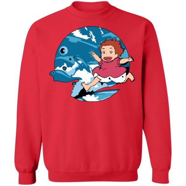 Ponyo Background - Ghibli Studio Ponyo On The Waves Sweatshirt Unisex-Apparel, ponyo, Ponyo Background, Sweatshirt