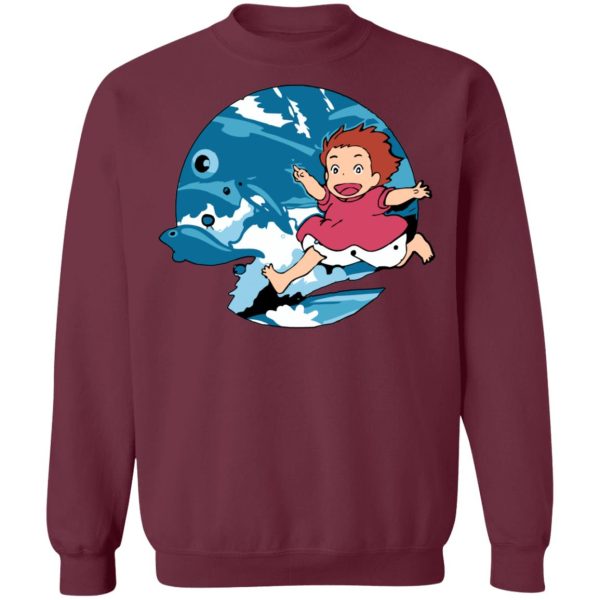 Ponyo Background - Ghibli Studio Ponyo On The Waves Sweatshirt Unisex-Apparel, ponyo, Ponyo Background, Sweatshirt