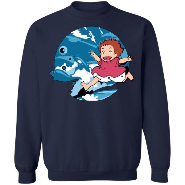 Ponyo Background - Ghibli Studio Ponyo On The Waves Sweatshirt Unisex-Apparel, ponyo, Ponyo Background, Sweatshirt