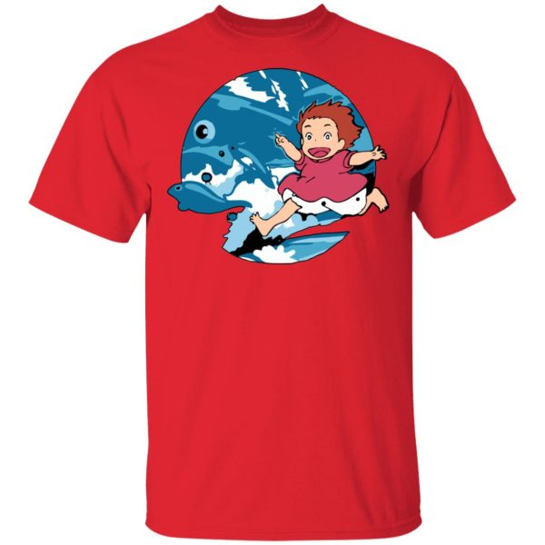 Ponyo Background - Ghibli Studio Ponyo On The Waves T shirt Unisex-Apparel, ponyo, Ponyo Background, Tshirt