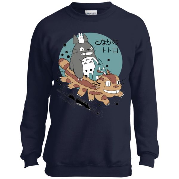 Blue Totoro - Totoro Riding Catbus Sweatshirt for Kid-Blue Totoro