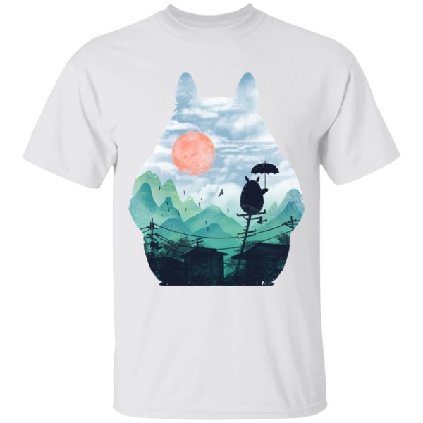 Totoro Bed - Totoro on the Line Lanscape T Shirt for Kid-Apparel, My Neighbor Totoro, Totoro Bed, Tshirt