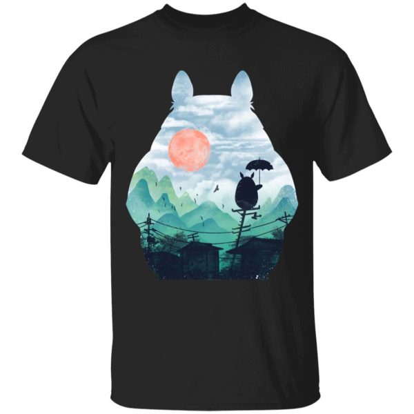 Totoro Bed - Totoro on the Line Lanscape T Shirt for Kid-Apparel, My Neighbor Totoro, Totoro Bed, Tshirt