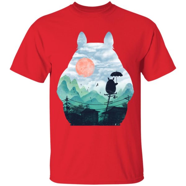 Totoro Bed - Totoro on the Line Lanscape T Shirt for Kid-Apparel, My Neighbor Totoro, Totoro Bed, Tshirt