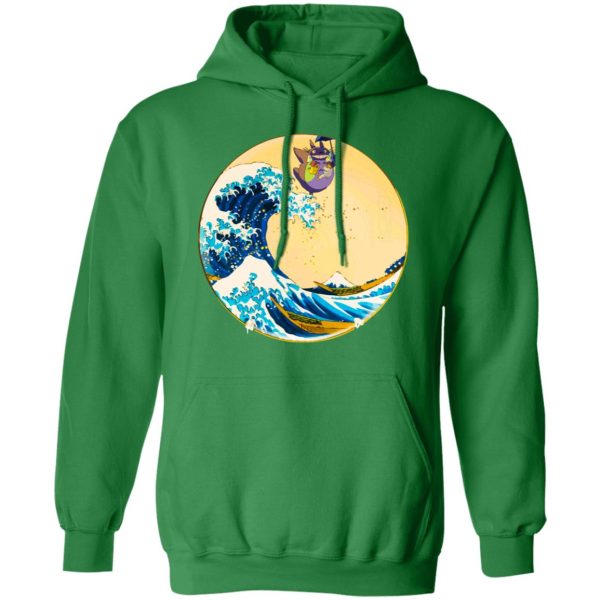 Totoro Cartoon Movie - Totoro On The Waves Hoodie Unisex-Apparel, Hoodie, My Neighbor Totoro, Totoro Cartoon Movie