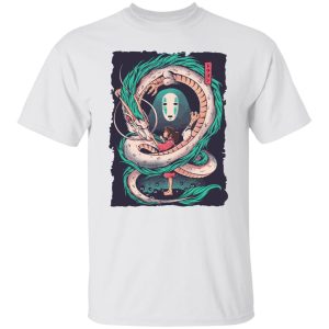 Spirited Away Cast English - Spirited Away – Haku Dragon with Sen and No Face T Shirt-Apparel, kaonashi, no face, Spirited Away, Spirited Away Cast English, Tshirt