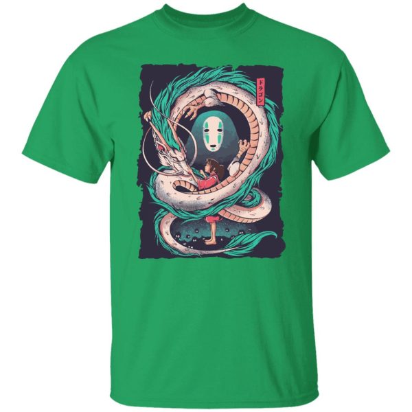 Spirited Away Cast English - Spirited Away – Haku Dragon with Sen and No Face T Shirt-Apparel, kaonashi, no face, Spirited Away, Spirited Away Cast English, Tshirt