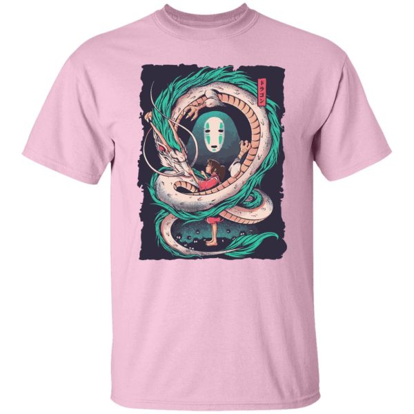 Spirited Away Cast English - Spirited Away – Haku Dragon with Sen and No Face T Shirt-Apparel, kaonashi, no face, Spirited Away, Spirited Away Cast English, Tshirt