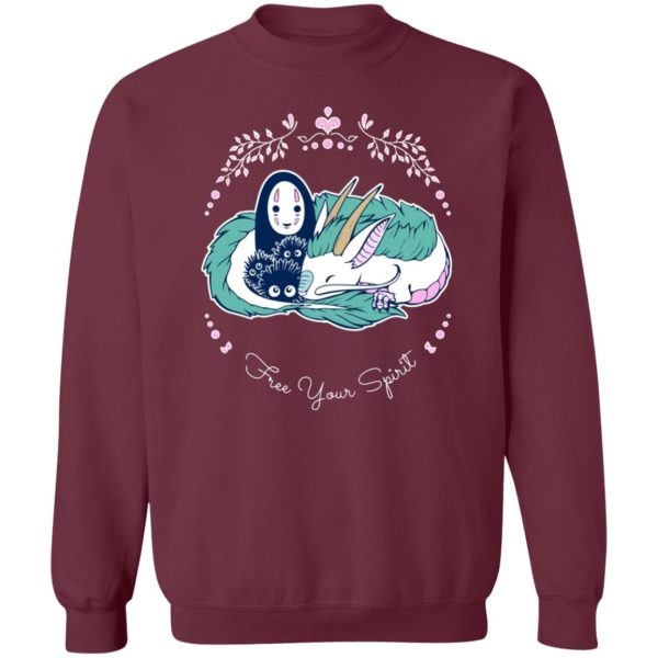 Spirited Away Haku And Chihiro - Spirited Away – No Face and Haku Dragon Sweatshirt-Apparel, Spirited Away, Spirited Away Haku And Chihiro, Sweatshirt