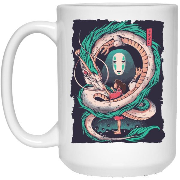 Spirited Away No Face - Spirited Away – Haku Dragon with Sen and No Face Mug-House Decor, kaonashi, Mug, no face, Spirited Away, Spirited Away No Face