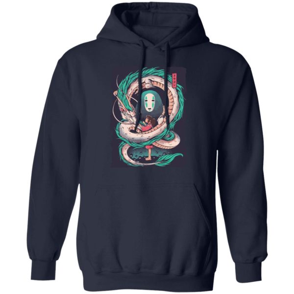 Spirited Away English Cast - Spirited Away – Haku Dragon with Sen and No Face Hoodie-Apparel, Hoodie, kaonashi, no face, Spirited Away, Spirited Away English Cast