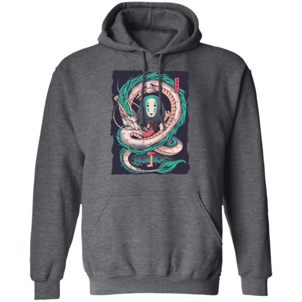 Spirited Away English Cast - Spirited Away – Haku Dragon with Sen and No Face Hoodie-Apparel, Hoodie, kaonashi, no face, Spirited Away, Spirited Away English Cast