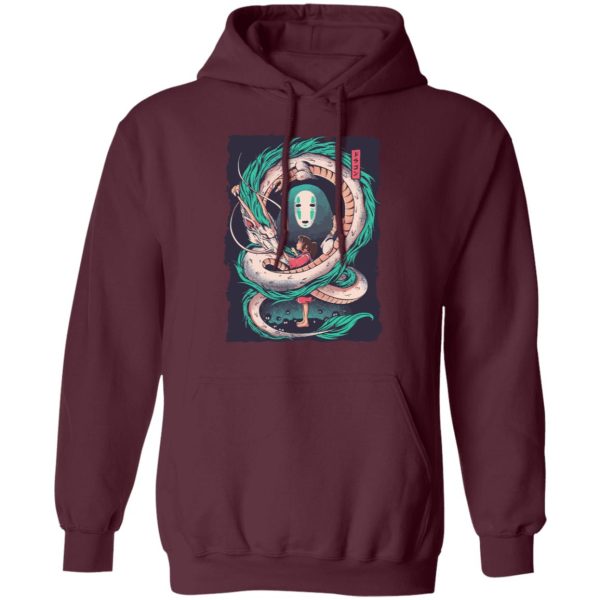 Spirited Away English Cast - Spirited Away – Haku Dragon with Sen and No Face Hoodie-Apparel, Hoodie, kaonashi, no face, Spirited Away, Spirited Away English Cast