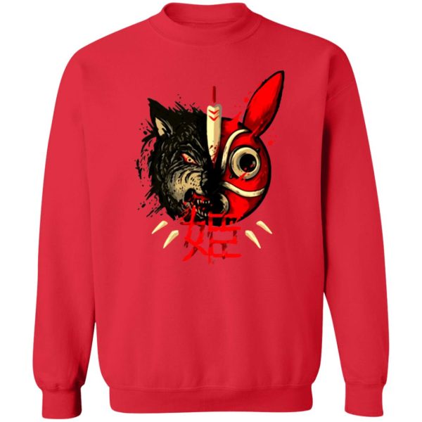 Kodama Princess Mononoke - Princess Mononoke Mask & Wolf Sweatshirt-Apparel, Kodama Princess Mononoke, princess mononoke, Sweatshirt